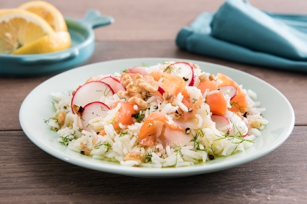 Preparazione Insalata di riso basmati, salmone e spada affumicati - Fase 3 Preparazione Insalata di riso basmati, salmone e spada affumicati - Fase 3