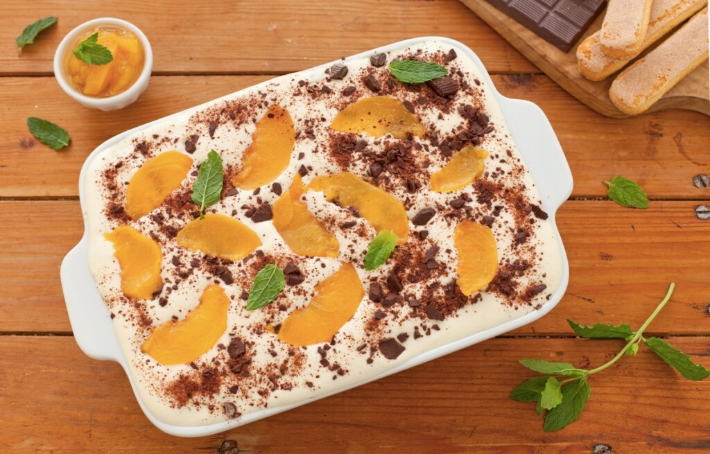 Ricetta Tiramisu Senza Lattosio Alle Pesche Sciroppate E Cioccolato Cucchiaio D Argento