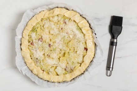 Preparazione Torta salata alla verza senza uova - Fase 3 Preparazione Torta salata alla verza senza uova - Fase 3