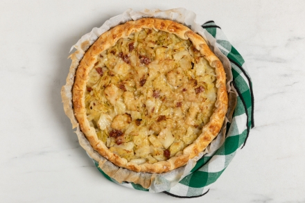 Preparazione Torta salata alla verza senza uova - Fase 3 Preparazione Torta salata alla verza senza uova - Fase 3